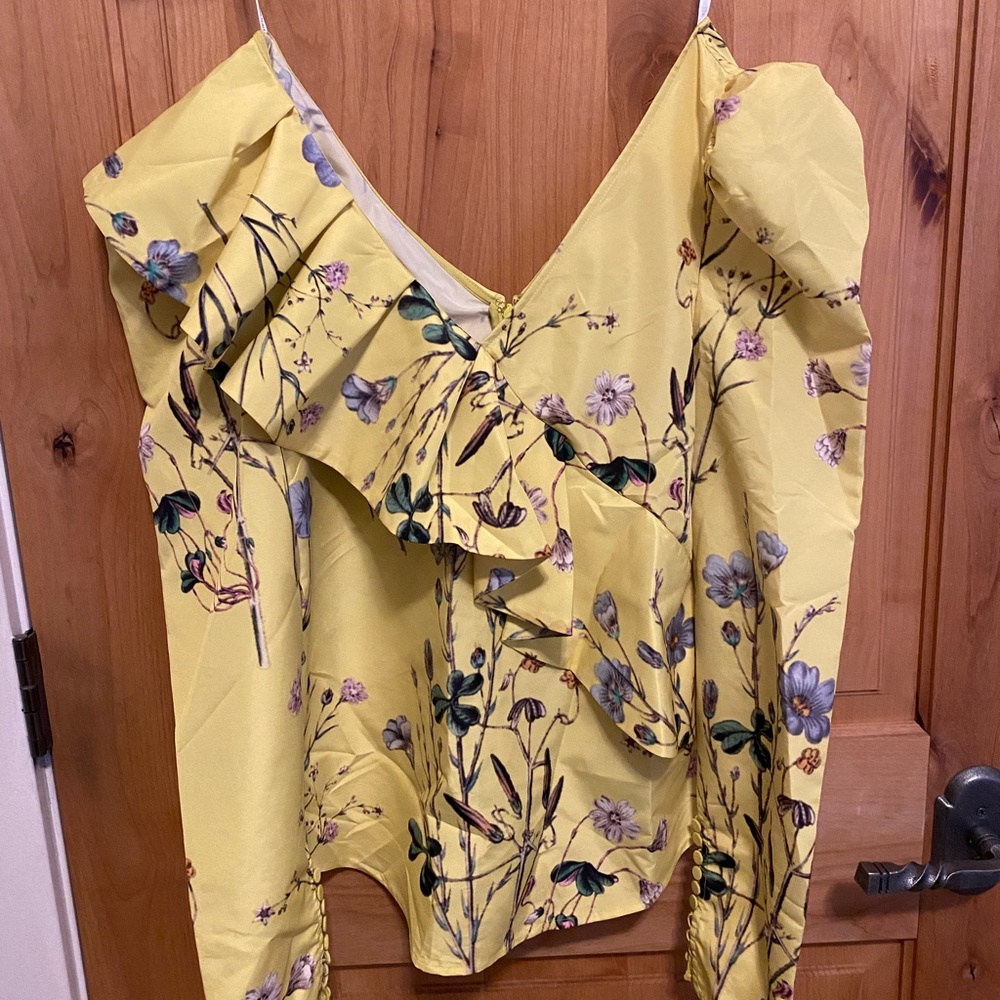 Self Portrait Floral Printed Frilled Top